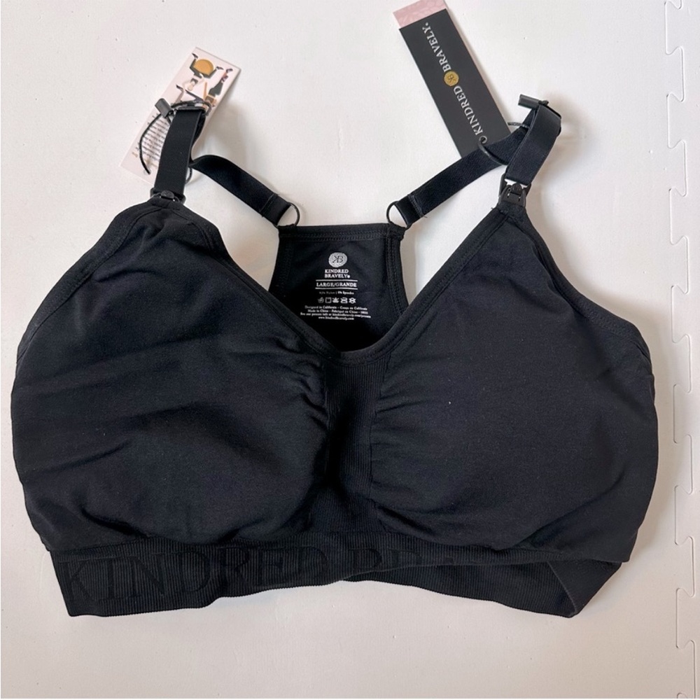 NWT Kindred Bravely Nursing and Pumping Racer Back Sports Bra Black